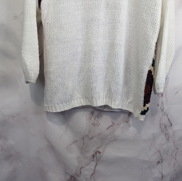 Vintage Sweater XL Womens Leaf Nature Grandmacore Crochet Granny 90s Knit - Picture 7 of 10